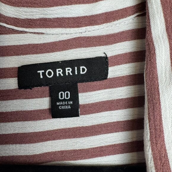 Torrid mauve stripe open front shirt kimono 3/4 sleeve size medium/large A34 - Picture 2 of 4